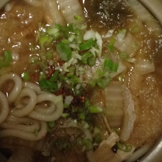 鶏胸肉、天かす、白菜、とろろ昆布、ネギのうどん